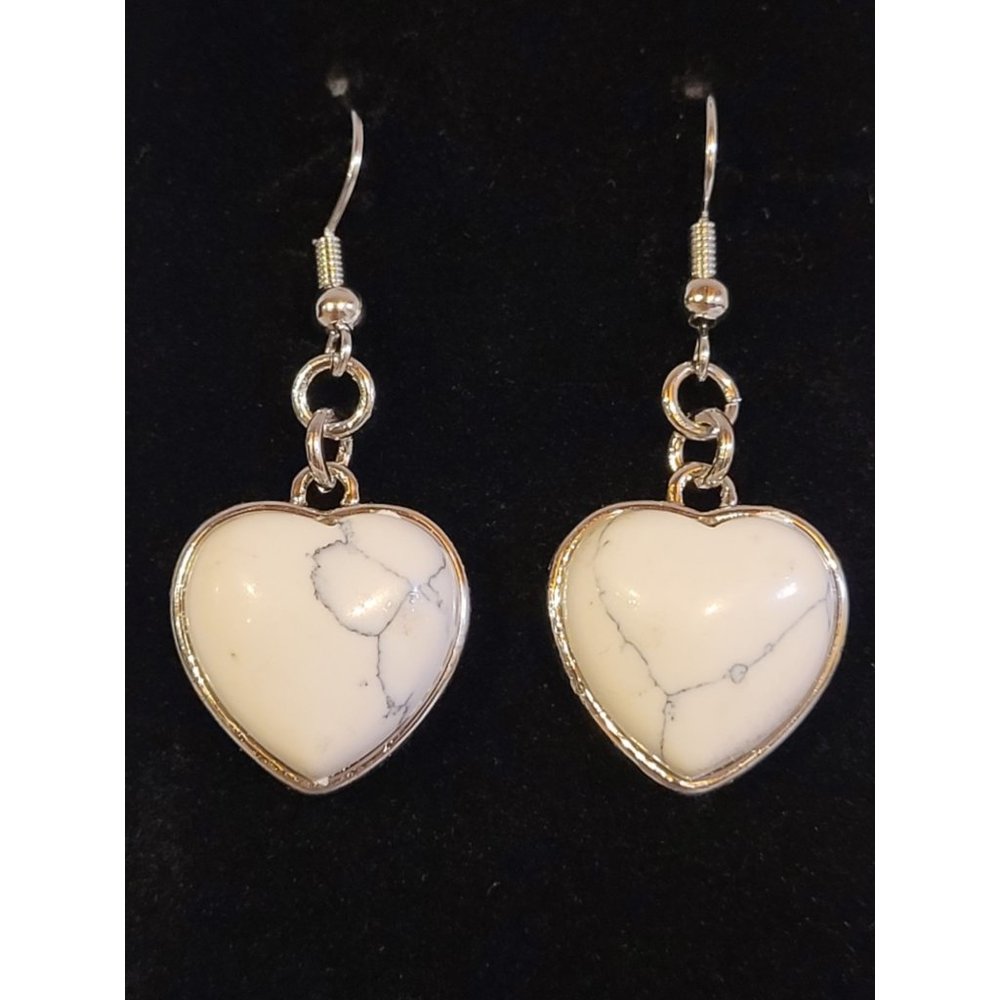 Heart  White Turquoise Crystal Drop Earrings